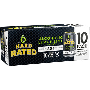 Hard Rated Zero Lemon Lime 6% 330ml 10PK