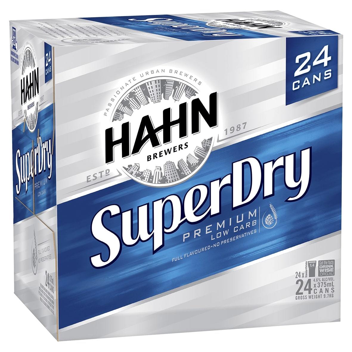 Hahn Super Dry 4.6% 375ml Cans