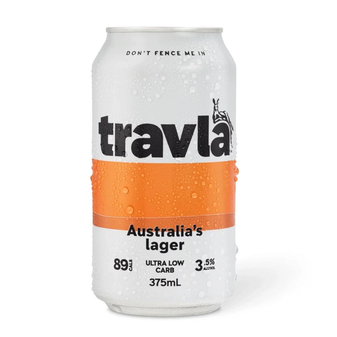 Travla Lager 3.5% Can 375ml Block x30