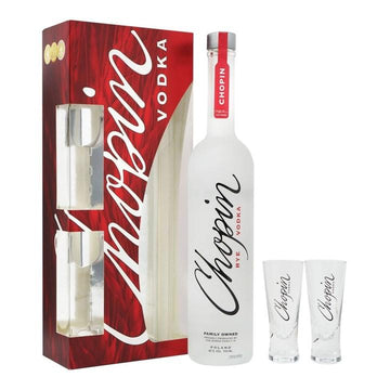 Chopin Polish Rye Vodka + 2 Shot Glasses